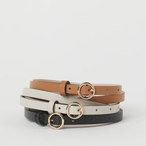 Faux leather narrow belts set of 3